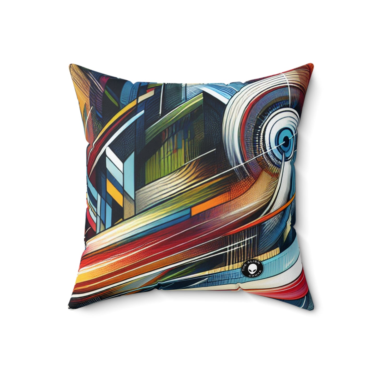 "Galactic Dream: Futuristic Neon City"- The Alien Spun Polyester Square Pillow Futurism