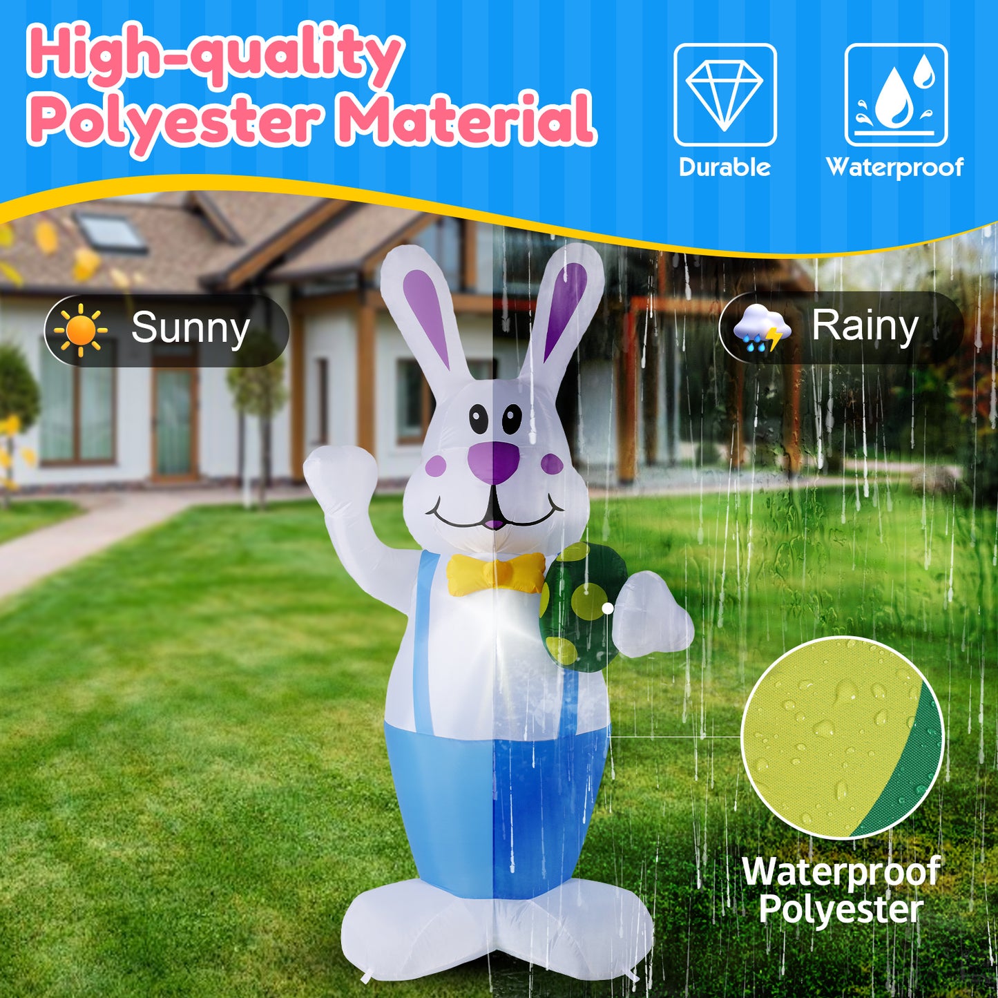 Conejo inflable de Pascua de dibujos animados LED luminoso 