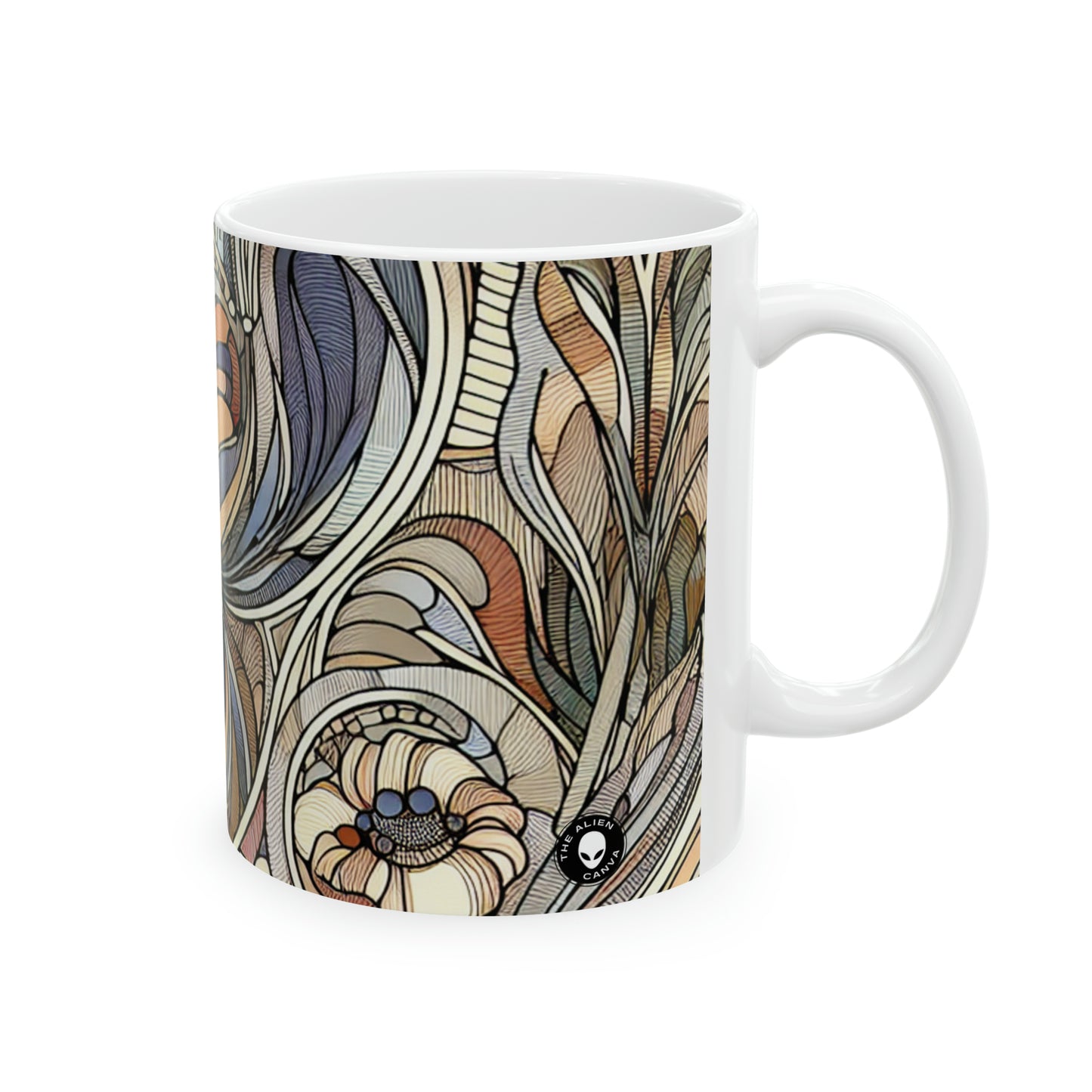 "Nature's Muse: Art Nouveau Woman" - La tasse en céramique Alien 11oz Art Nouveau