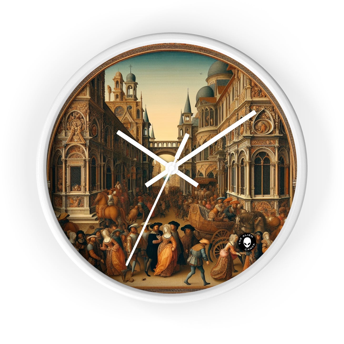 "Unidad en la opulencia: un banquete renacentista de naciones" - The Alien Wall Clock Renaissance