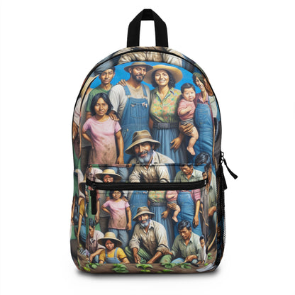 "Reaping Hope: A Migrant Family in the Garden" - The Alien Backpack Social Realism Style