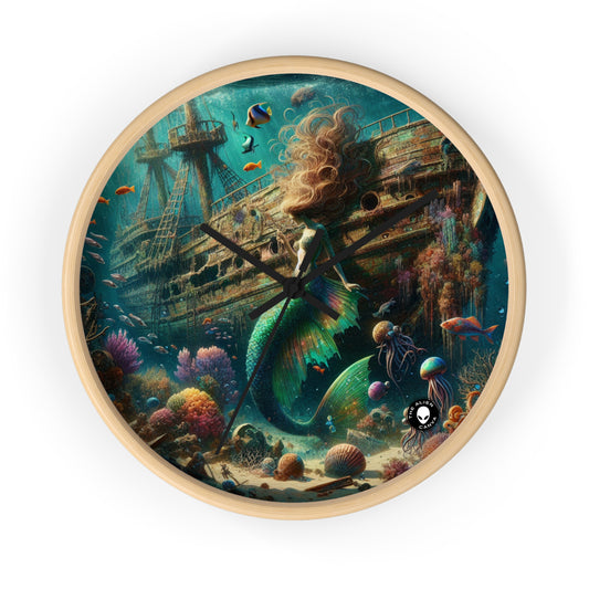 "Mermaid's Treasure: Exploring the Sunken Shipwreck" - The Alien Wall Clock