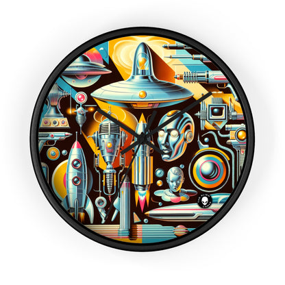 "Neon Deco: Una utopía retrofuturista" - El reloj de pared alienígena Retrofuturismo