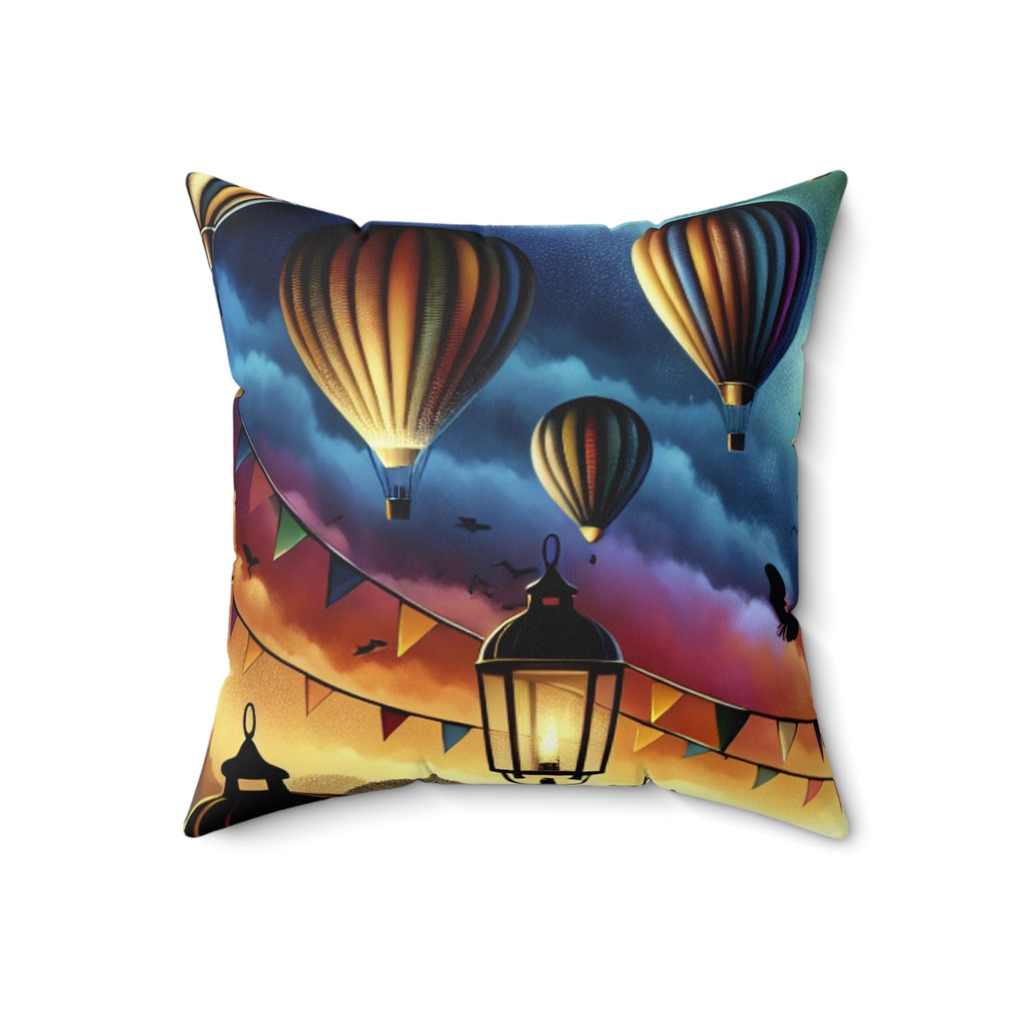 "Majestic Balloons at Dusk"- The Alien Spun Polyester Square Pillow