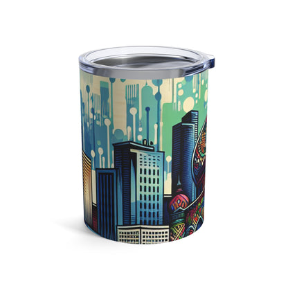 "Bright City: A Pop of Color on the Skyline" - The Alien Tumbler 10oz Street Art / Graffiti Style