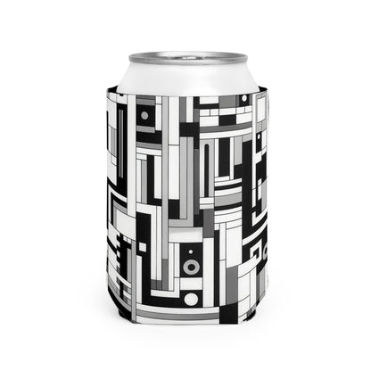 "De Stijl in Black and White" - The Alien Can Cooler Sleeve De Stijl Style