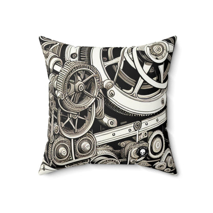 "Urban Precision: Modern City at Sunset"- The Alien Spun Polyester Square Pillow Precisionism