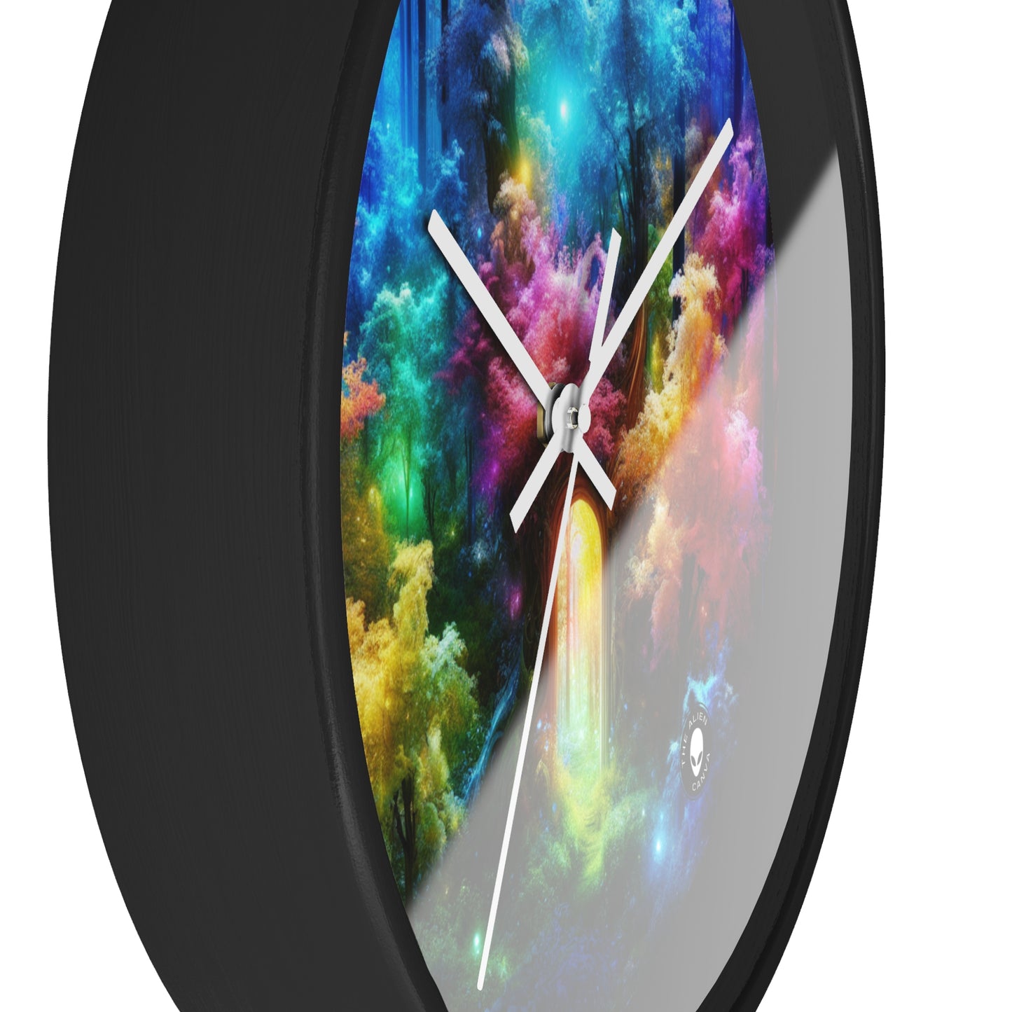 "Enchanted Rainbow Forest: Gateway to the Unseen Realm" - The Alien Wall Clock