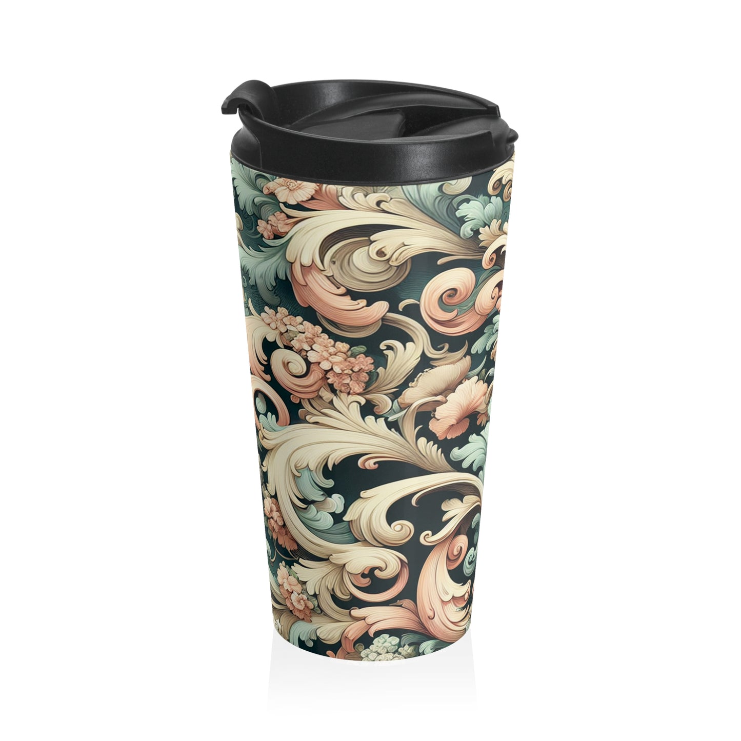 "Garden of Whimsy: A Rococo Fête" - The Alien Mug de voyage en acier inoxydable Rococo