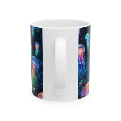 "Paraíso de medusas resplandecientes: una aventura submarina de ensueño" - Taza de cerámica The Alien de 11 oz