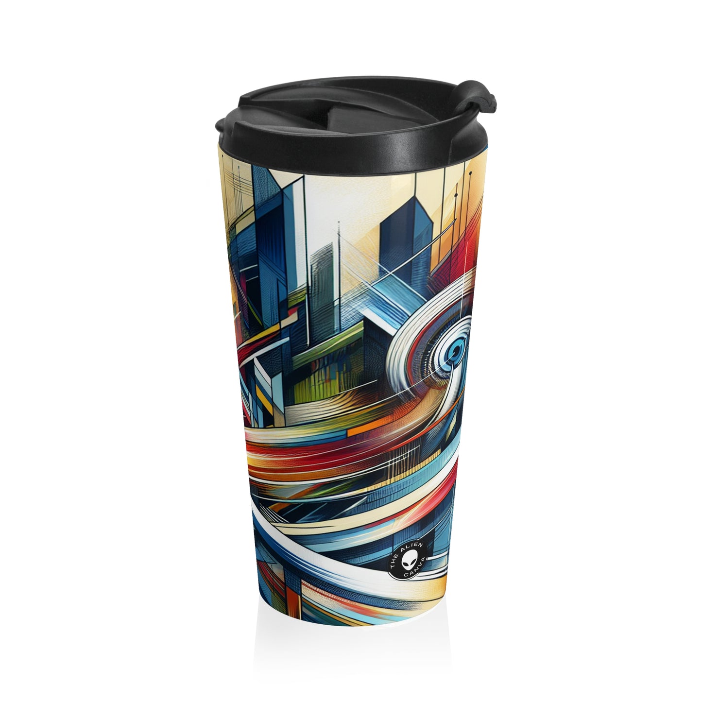 "Galactic Dream: Futuristic Neon City" - The Alien Stainless Steel Travel Mug Futurism