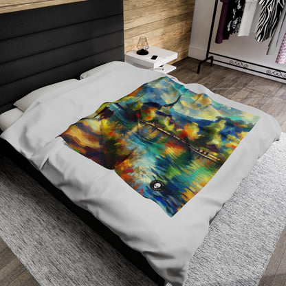 "Sunny Market Delight" - The Alien Velveteen Plush Blanket Impressionism