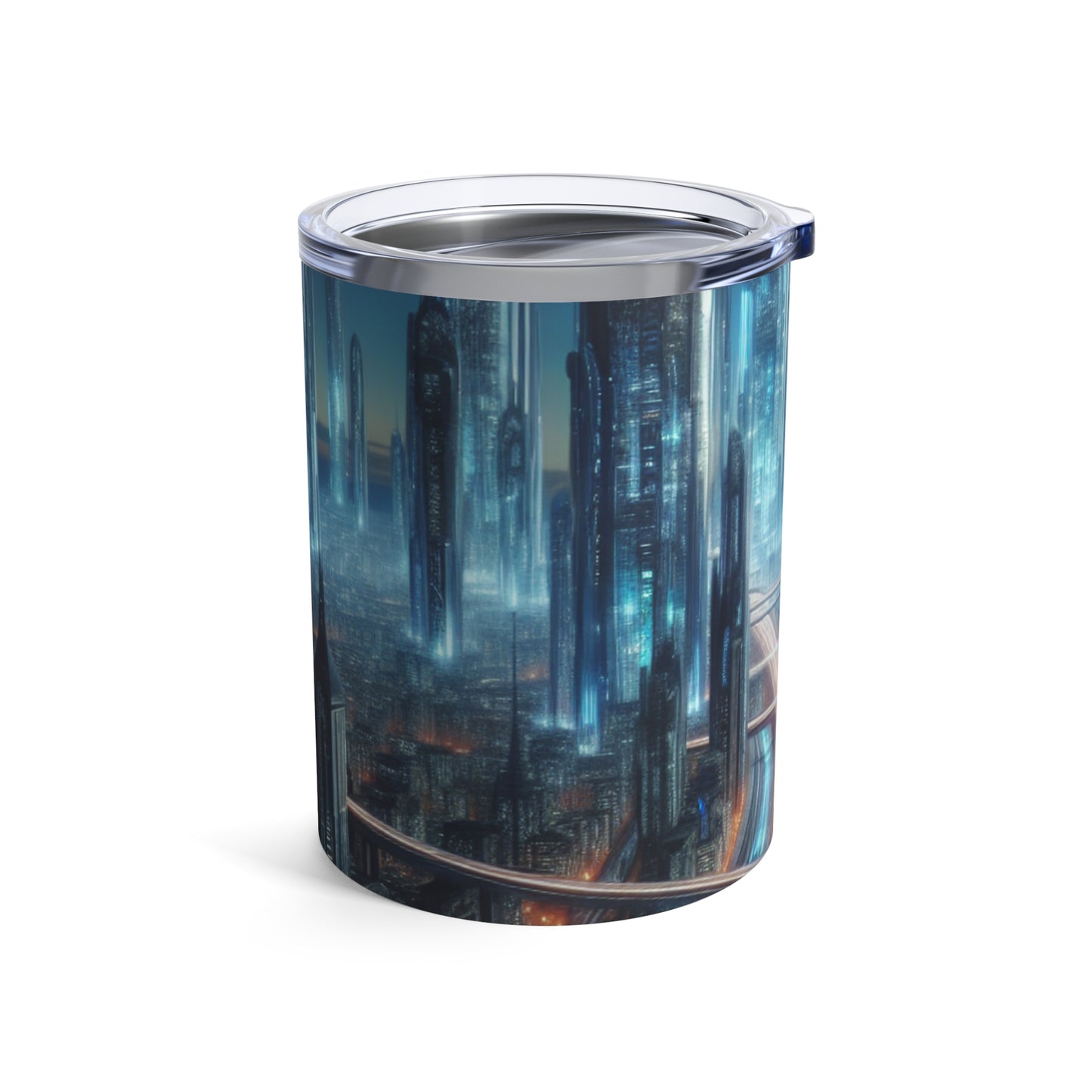 "Neon Skyline: paisajes urbanos del futuro" - Vaso Alien de 10 oz