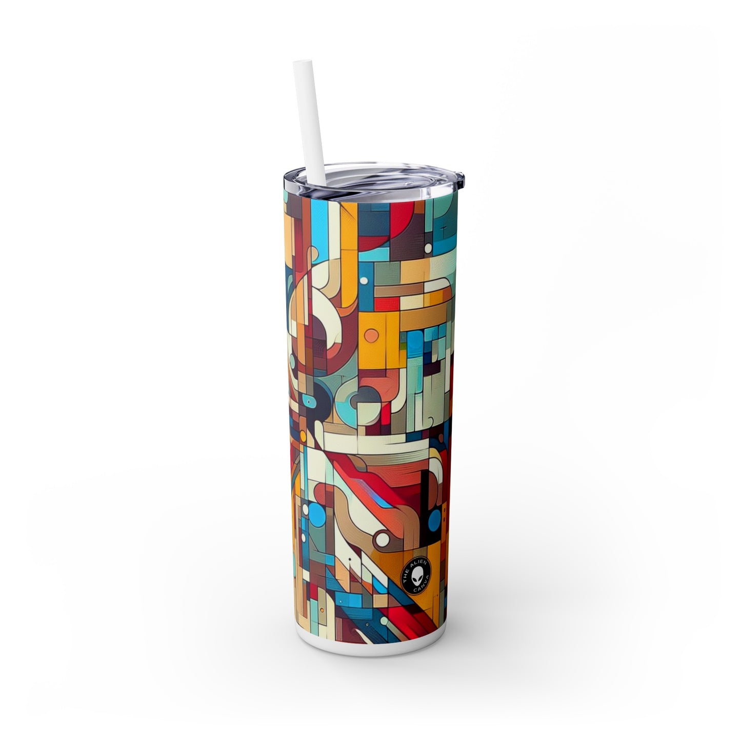 "Galactic Whirlwind: An Abstract Exploration of Cosmic Mysteries" - The Alien Maars® Skinny Tumbler with Straw 20oz Abstract Art