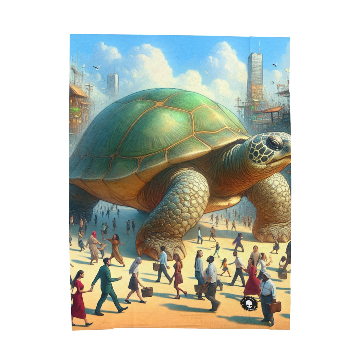 "Marvelous Turtle in the City" - The Alien Velveteen Plush Blanket