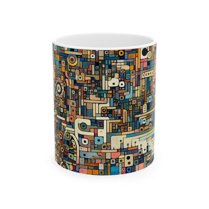 "Neon Nights: Art Brut Reflection of Urban Chaos" - The Alien Ceramic Mug 11oz Art Brut