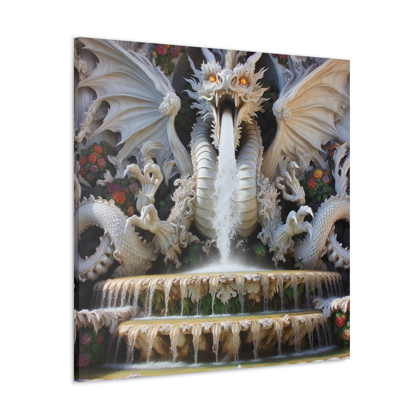 "Fontaine du dragon ardent : Cascade du paradis" - Le style rococo Alien Canva