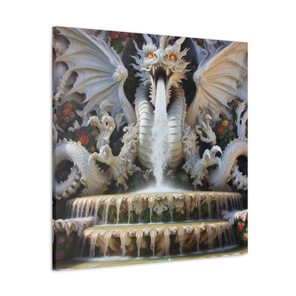 "Fiery Dragon Fountain: Heaven's Cascade" - The Alien Canva Rococo Style