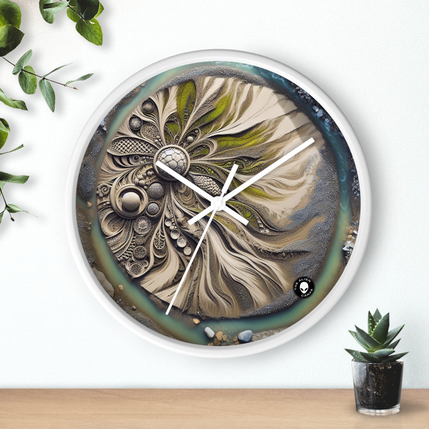 "Sandy Symphony : Une mosaïque de pierres colorées sur la plage" - The Alien Wall Clock Land Art