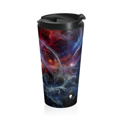 "Nature's Neon Metropolis: A Surreal Fusion of Technology and Greenery" - The Alien Stainless Steel Travel Mug Digital Art