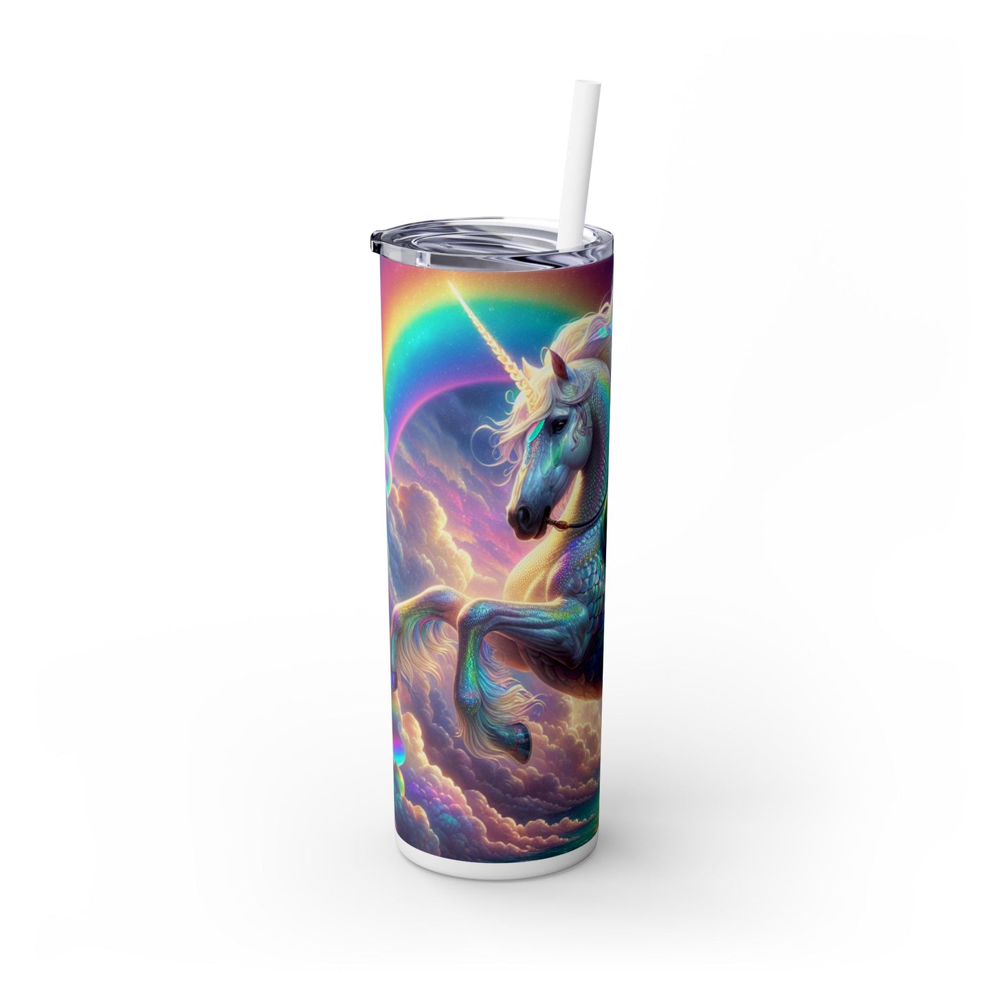 "Mermaid and Unicorn Adventure" - The Alien Maars® Skinny Tumbler with Straw 20oz