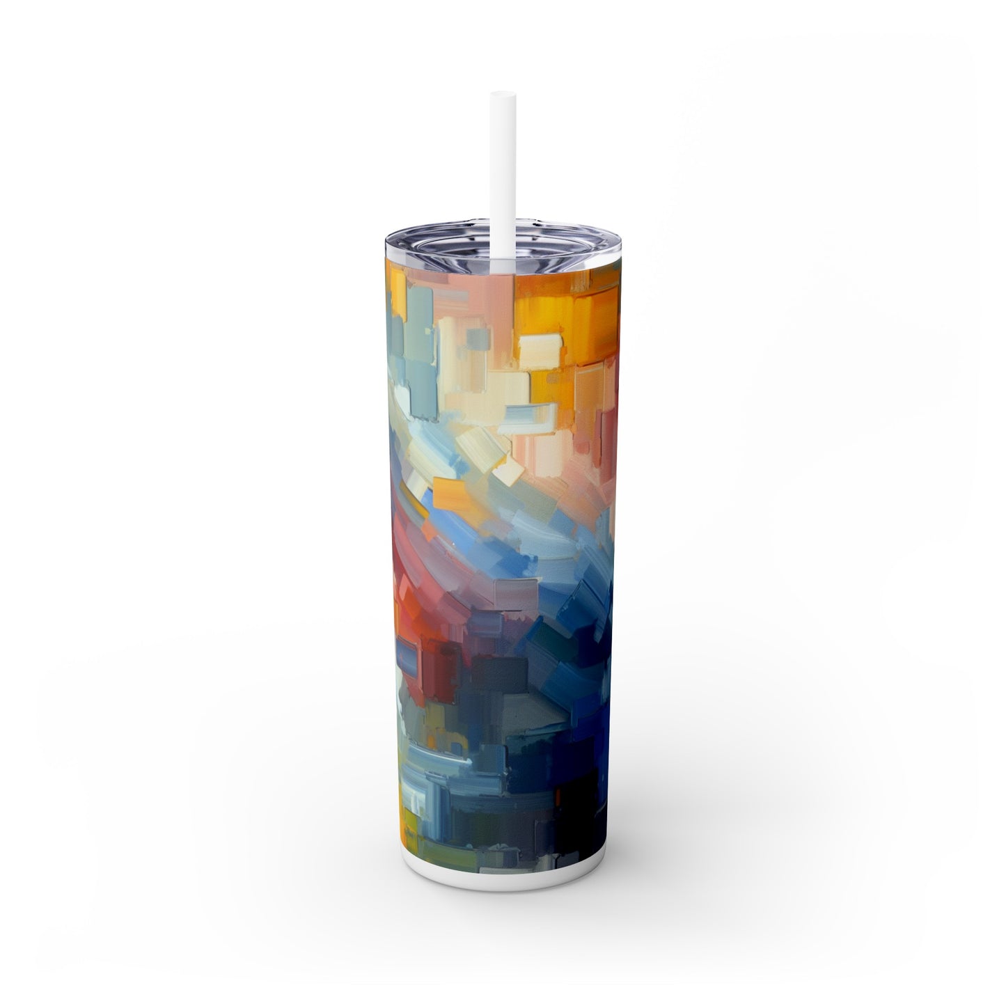 "Tranquil Sunset: A Soft Pastel Color Field Painting" - The Alien Maars® Skinny Tumbler with Straw 20oz Color Field Painting