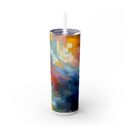 "Atardecer tranquilo: una pintura de campo de color pastel suave" - ​​El vaso delgado con pajita de Alien Maars®, pintura de campo de color de 20 oz