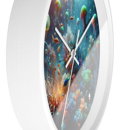 "Neon Fish Dance in Coral Forest" - The Alien Wall Clock