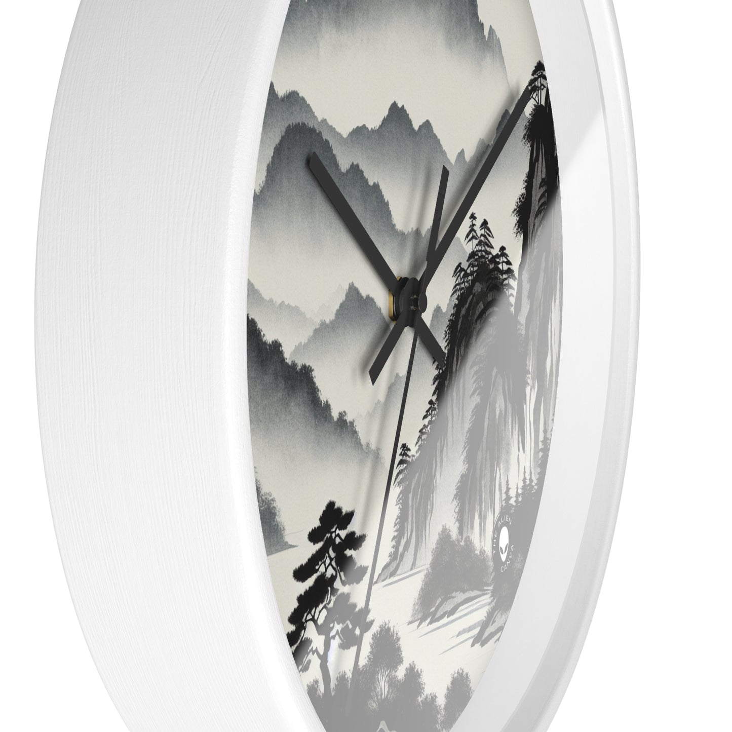 "Harmonious Ink: Capturing the Tranquility of a Zen Garden" - The Alien Wall Clock Ink Wash Painting