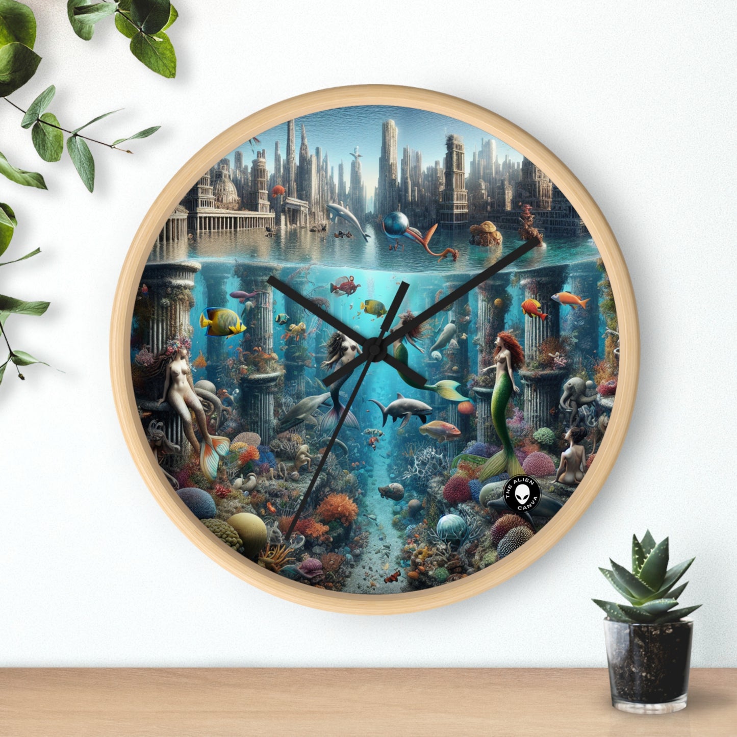 « Seascape Serenity : Un havre sous-marin » – L'horloge murale Alien