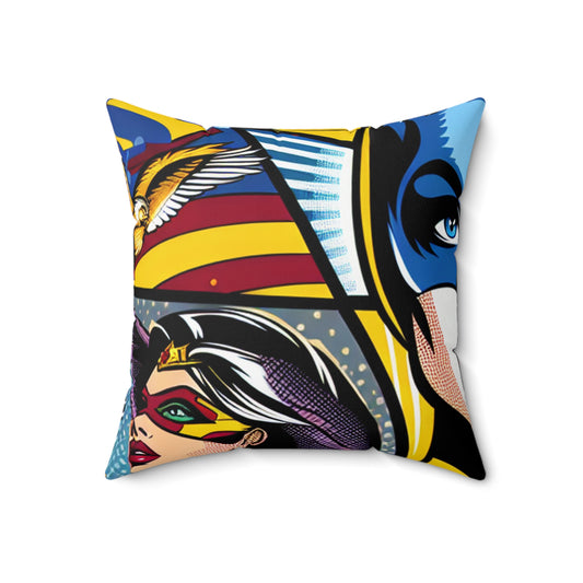 "Heroes of Pop Art: An Intermixing of Icons" - The Alien Spun Polyester Square Pillow Pop Art Style
