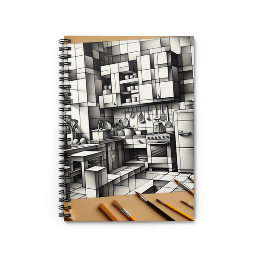 "Cubist Kitchen Collage" - The Alien Spiral Notebook (Ruled Line) Cubism Style