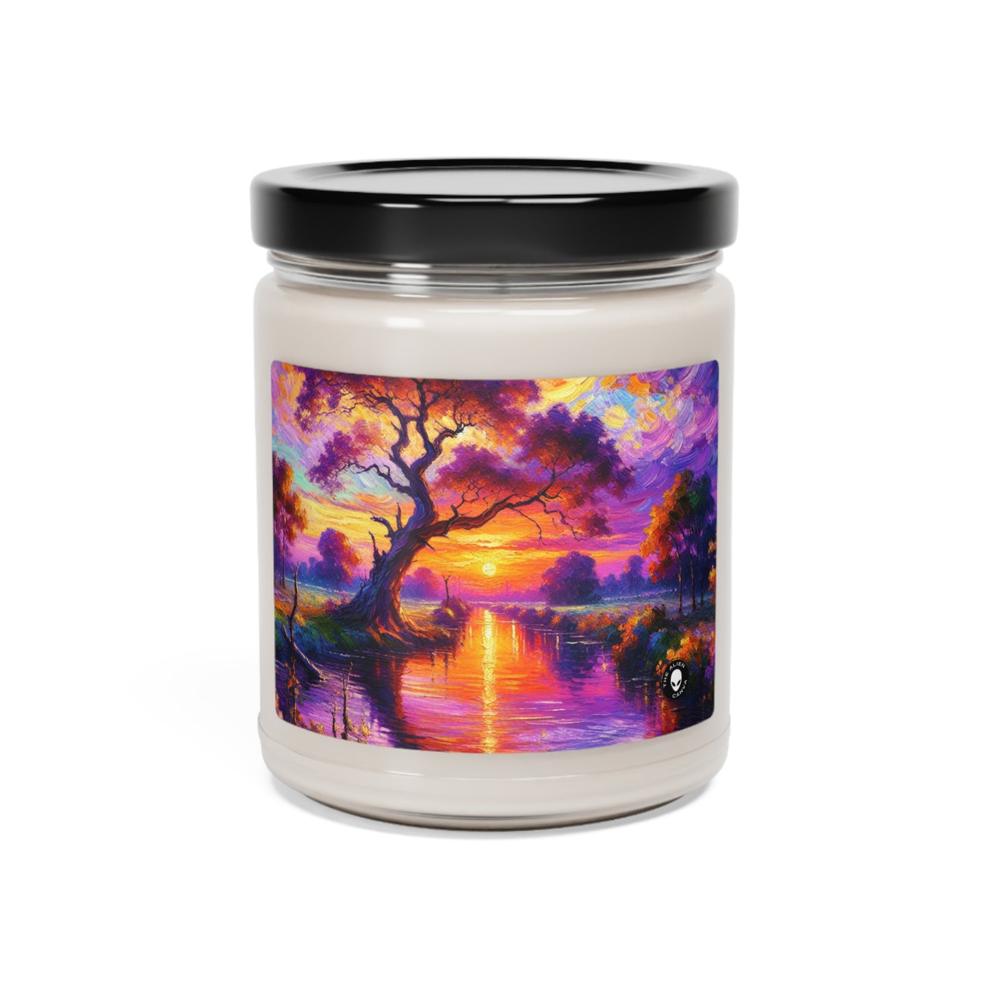 « Boulevards of Illumination : Un paysage urbain post-impressionniste vibrant » - La bougie de soja parfumée Alien 9oz Post-impressionnisme