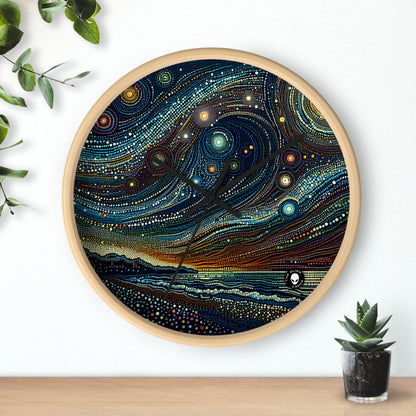 "Starry Dots: A Celestial Mosaic" - The Alien Wall Clock Pointillism