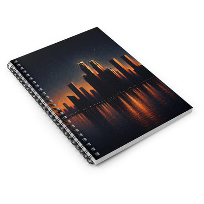 "The City Aglow" - The Alien Spiral Notebook (Ruled Line) Post-Impressionism Style