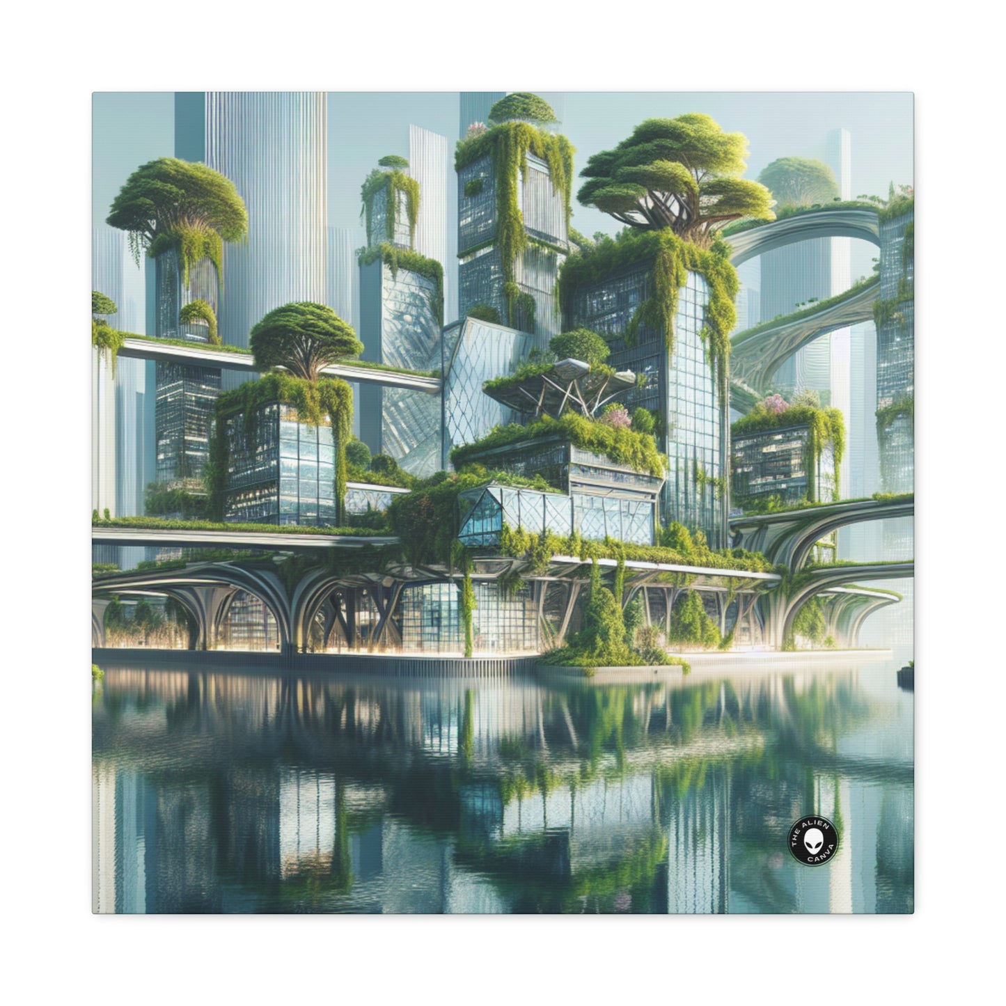 "Nature's Fusion : Un paysage urbain futuriste" - The Alien Canva