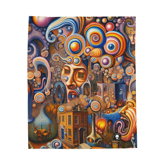 "Melted Time: A Whimsical Dance of Dreams" - The Alien Velveteen Plush Blanket Surrealism