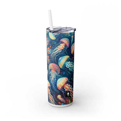 "Luminous Dance of the Deep" - The Alien Maars® Skinny Tumbler with Straw 20oz