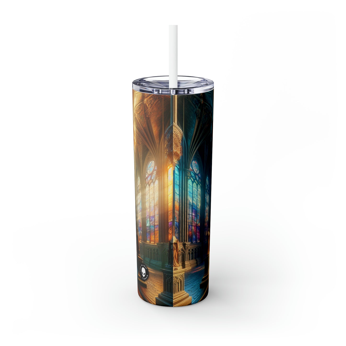 Shadows of the Gothic Cathedral - The Alien Maars® Skinny Tumbler with Straw 20oz Gothic Art