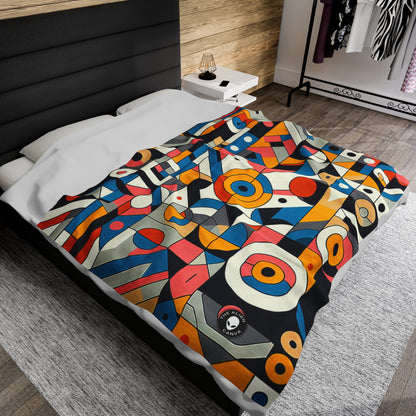 "Cityscape Ignited" - The Alien Velveteen Plush Blanket Geometric Abstraction