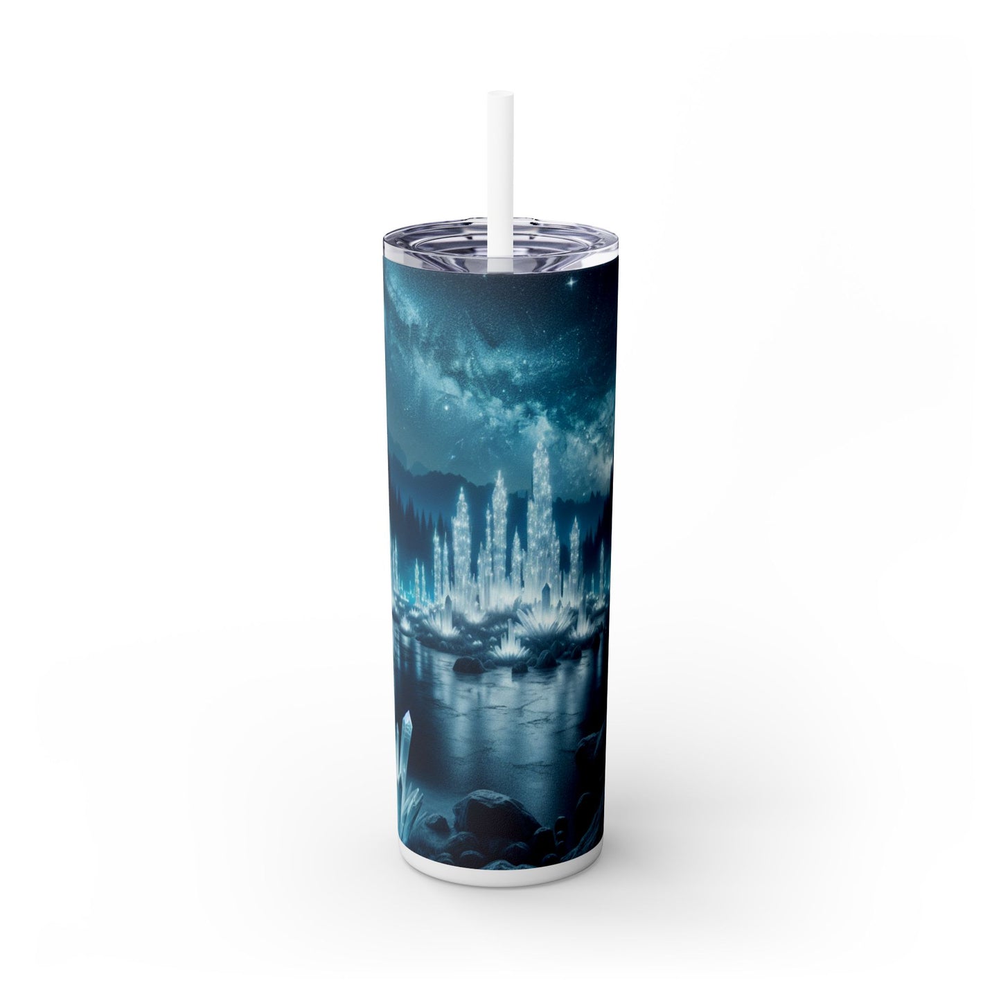 "Crystal Grove: Starlit Reflections" - The Alien Maars® Skinny Tumbler with Straw 20oz