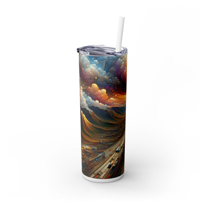 "Enchanted Realm: A Magical Fairy Kingdom" - Vaso delgado con pajita de Alien Maars®, pintura digital de 20 oz