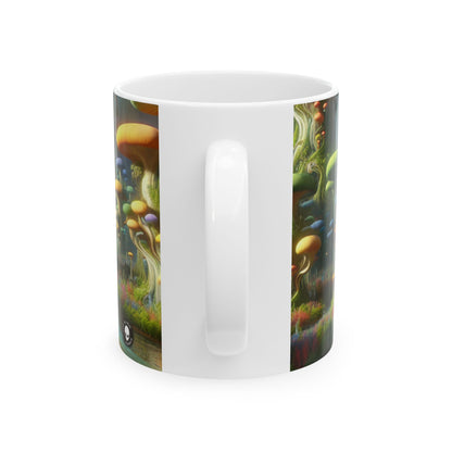 Taza de cerámica extraterrestre de 11 oz "Mystical Mushroom Wonderland"