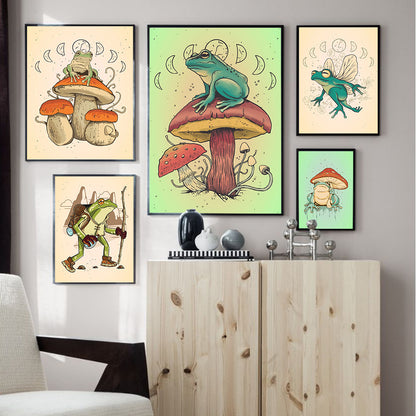 Décor à la maison grenouille champignon toile peinture affiche murale