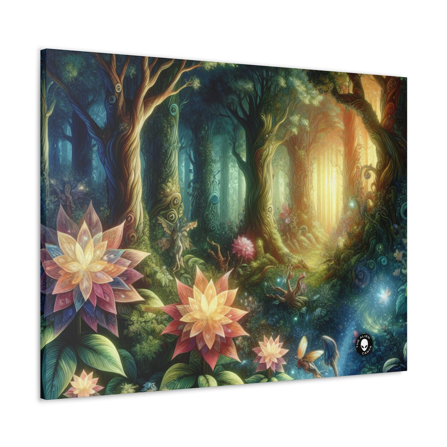 Bosque encantado: flores brillantes y seres místicos - The Alien Canva