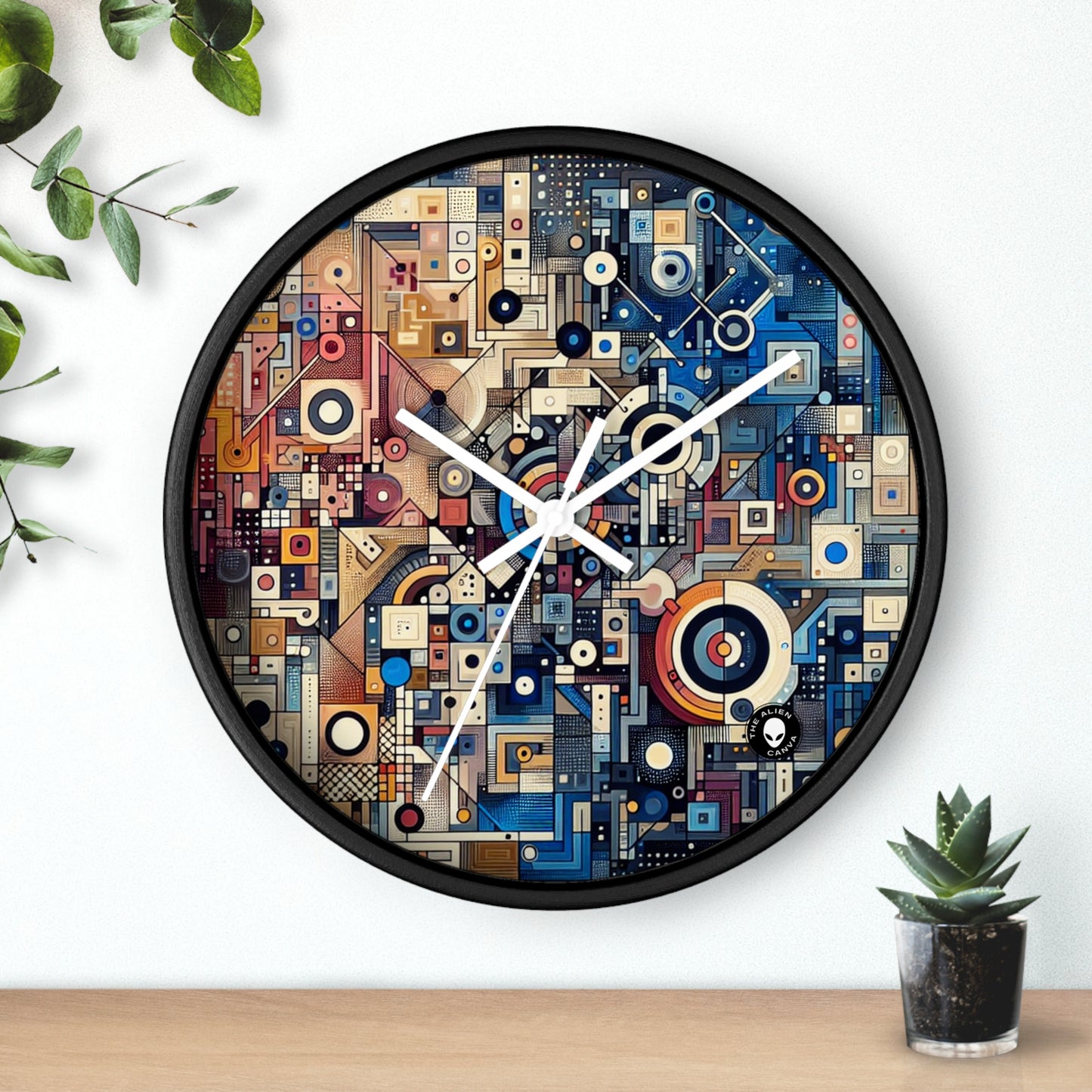 "Corazones conectados: el amor en la era digital" - Arte conceptual del reloj de pared alienígena