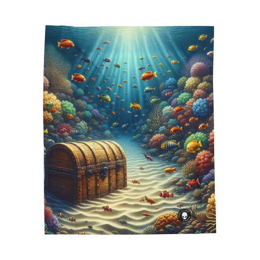 "Beneath the Waves: Treasure in the Coral Reef" - The Alien Velveteen Plush Blanket