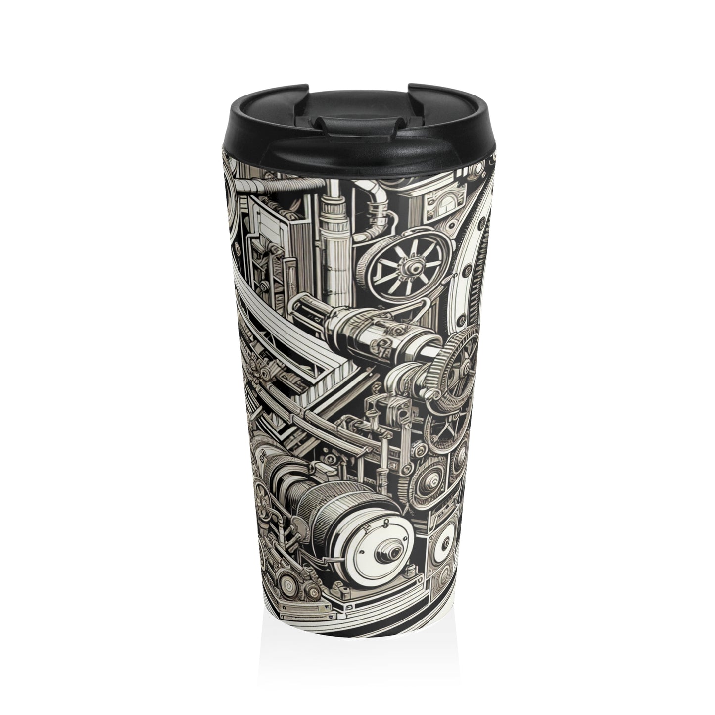 "Urban Precision: Modern City at Sunset" - The Alien Stainless Steel Travel Mug Precisionism