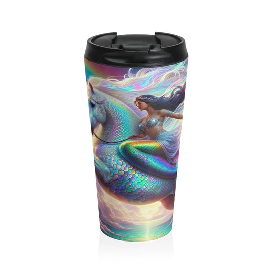 "La aventura de la sirena y el unicornio": taza de viaje de acero inoxidable de The Alien