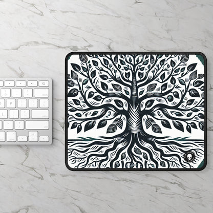 "Modern Woodcut Family Tree" - The Alien Gaming Mouse Pad Woodcut Printing